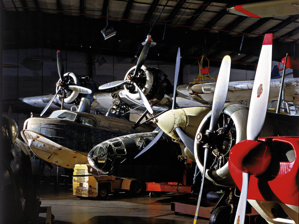 Storage area, airplane noses at the Garber Facility